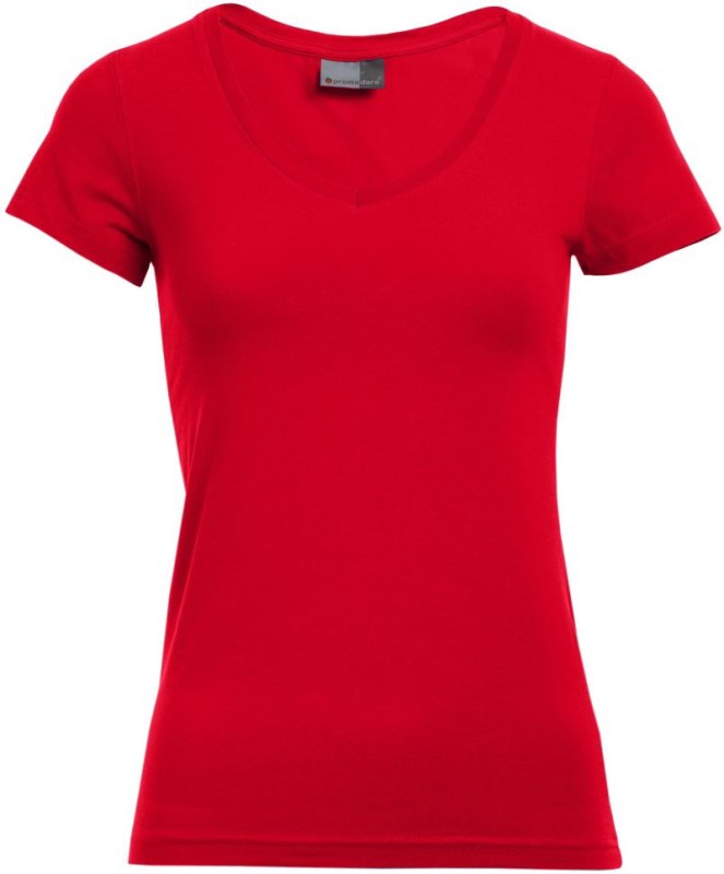 Promodoro 3086 Dámské tričko Slim Fit s výstřihem do V 40.3086 fire red