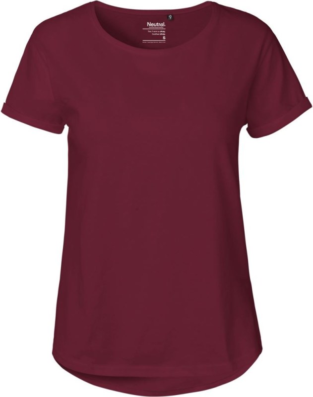 Neutral O 80012 Dámské bio tričko s ohrnutými rukávy 77.8012 bordeaux