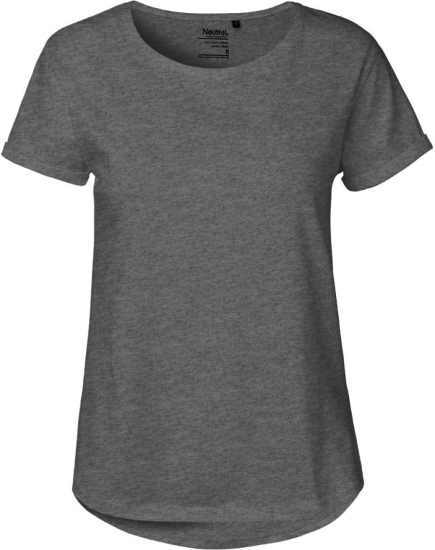 Neutral O 80012 Dámské bio tričko s ohrnutými rukávy 77.8012 dark heather