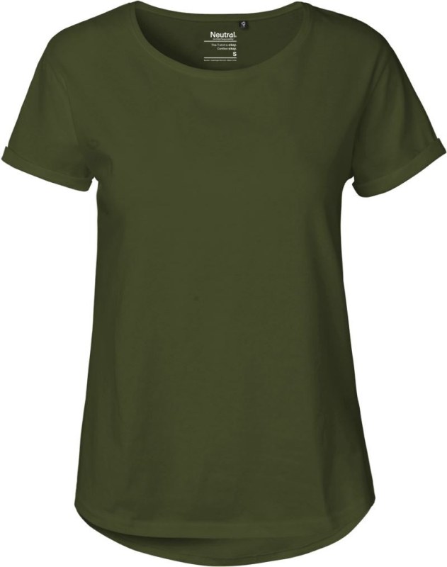 Neutral O 80012 Dámské bio tričko s ohrnutými rukávy 77.8012 military