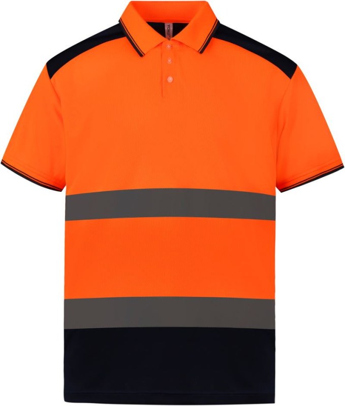 Yoko HVJ 220 Hi-Vis Piqué Polo 79.J220 hi vis orange/navy