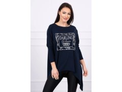 Darling tunika s potiskem námořnická modř S/M - L/XL