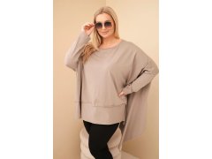 Dámská tunika Plus Size z bavlny s asymetrickým spodním lemem fango