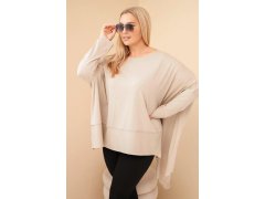 Dámská tunika Plus Size z bavlny s asymetrickým lemem béžová