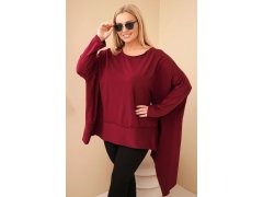 Dámská tunika Plus Size z bavlny s asymetrickým spodním lemem bordová