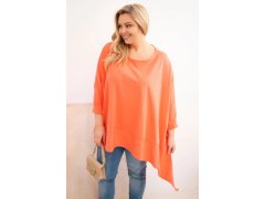 Dámská tunika Plus Size z bavlny s asymetrickým spodním lemem meruňková