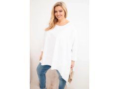 Dámská tunika Plus Size z bavlny s asymetrickým spodkem bílá