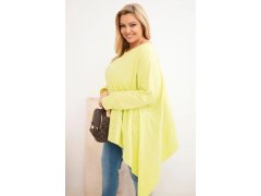 Dámská tunika Plus Size z bavlny s asymetrickým spodním lemem jasno pistaciová