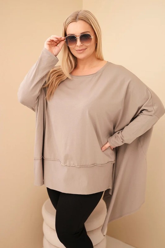 Dámská tunika Plus Size z bavlny s asymetrickým spodním lemem fango
