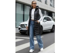 Dámská prošívaná vesta s&nbsp;kapucí TY5255 černá - FashionStreet