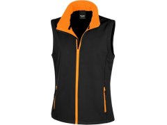 Result R 232F Dámská 2-vrstvá softshell vesta "Printable" 30.232F black/orange