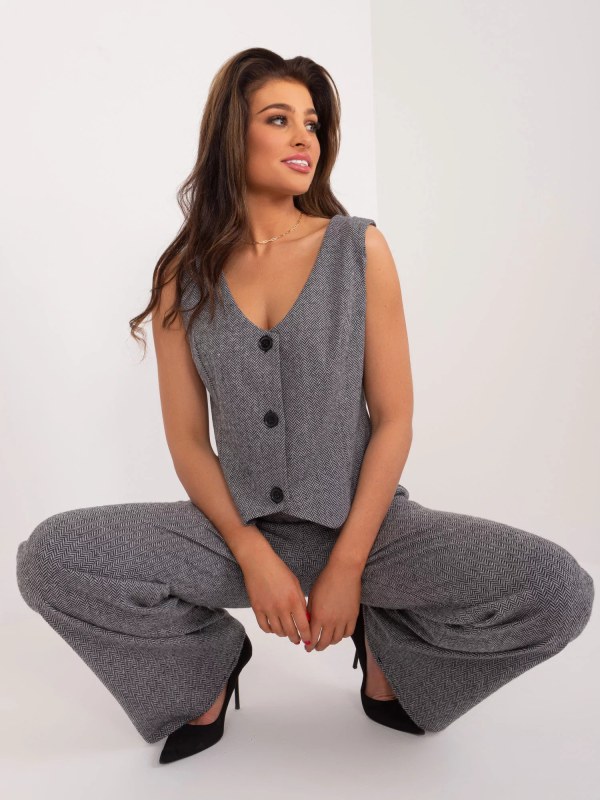 Dámská vesta LK KZ 509564 1.01X Šedá s černou - FPrice - Dámské oblečení vesty