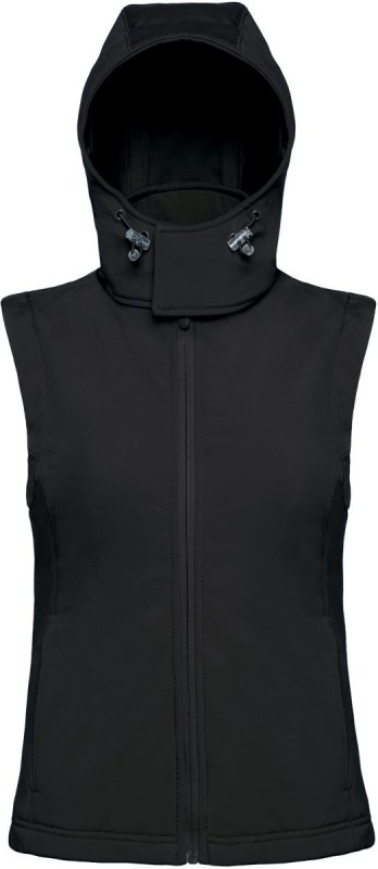 B&C Hooded Softshell Gilet /women Dámská 3-vrstvá softhellová vesta 01.0939 black