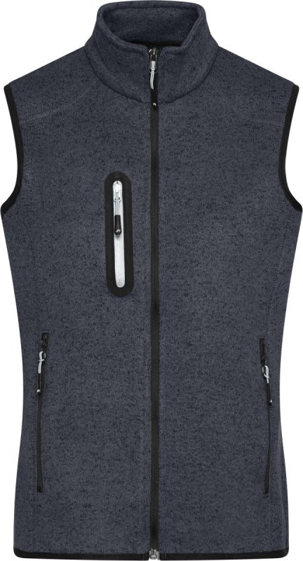 Daiber JN 773 Dámská pletená fleecová vesta se stojáčkem 02.0773 dark grey melange/silver