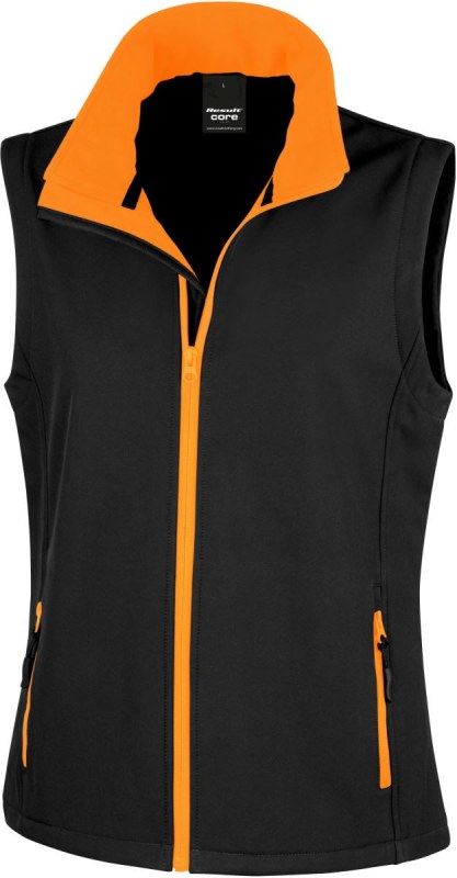 Result R 232F Dámská 2-vrstvá softshell vesta "Printable" 30.232F black/orange