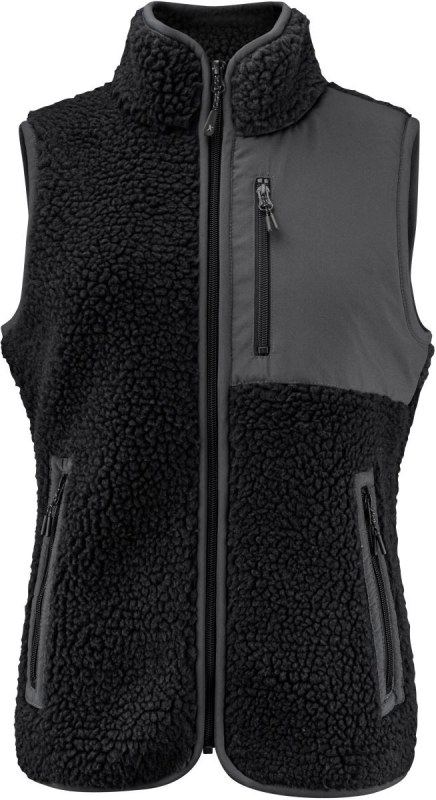 James Harvest Kingsley Fleece Vest Women Dámská fleecová vesta Sherpa "Two-Tone" 62.1505 black - Dámské oblečení vesty