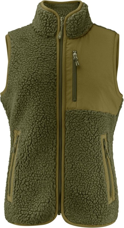 James Harvest Kingsley Fleece Vest Women Dámská fleecová vesta Sherpa "Two-Tone" 62.1505 moss green - Dámské oblečení vesty