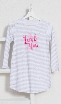 Dětská noční košile s dlouhým rukávem Love you - Pyžama a župany Děti Holky Dívčí noční košile Dívčí noční košile s dlouhým rukávem