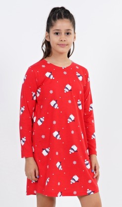 Dětská noční košile s dlouhým rukávem Sněhuláci - Pyžama a župany Děti Holky Dívčí noční košile Dívčí noční košile s dlouhým rukávem