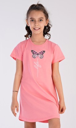Dětská noční košile s krátkým rukávem Motýl - Pyžama a župany Děti Holky Dívčí noční košile Dívčí noční košile s krátkým rukávem