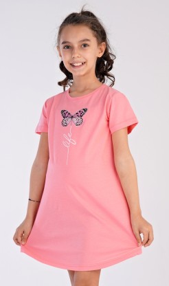 Dětská noční košile s krátkým rukávem Motýlek - Pyžama a župany Děti Holky Dívčí noční košile Dívčí noční košile s krátkým rukávem