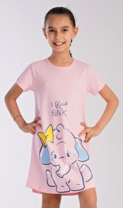 Dětská noční košile s krátkým rukávem Slon - Pyžama a župany Děti Holky Dívčí noční košile Dívčí noční košile s krátkým rukávem