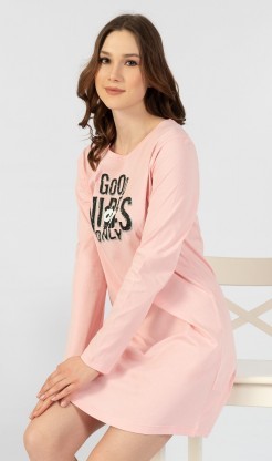 Dámská noční košile s dlouhým rukávem Good vibes - Pyžama a župany Ženy Dámské noční košile Dámské noční košile s dlouhým rukávem