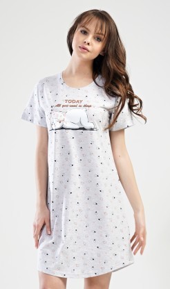 Dámská noční košile s krátkým rukávem Kristýna - Pyžama a župany Ženy Dámské noční košile Dámské noční košile s krátkým rukávem