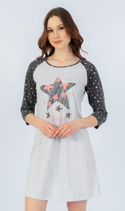 Dámská noční košile s tříčtvrtečním rukávem Hvězda - Pyžama a župany Ženy Dámské noční košile Dámské noční košile s tříčtvrtečním rukávem