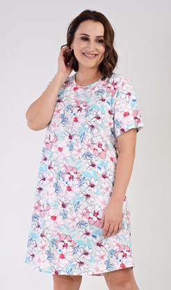 Dámská noční košile s&nbsp;krátkým rukávem Elen - Pyžama a&nbsp;župany Ženy Dámské noční košile Nadměrné dámské noční košile