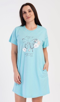 Dámské domácí šaty s krátkým rukávem Motýl - Pyžama a župany Ženy Dámské noční košile Nadměrné dámské noční košile