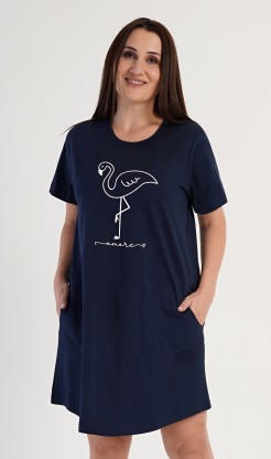 Dámské domácí šaty s krátkým rukávem Plameňák - Pyžama a župany Ženy Dámské noční košile Nadměrné dámské noční košile