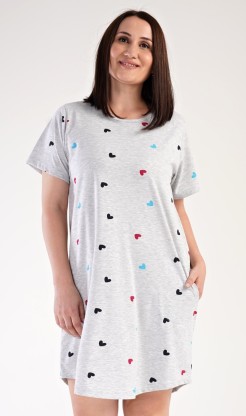 Dámské domácí šaty s krátkým rukávem Srdíčko - Pyžama a župany Ženy Dámské noční košile Nadměrné dámské noční košile