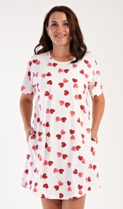 Dámské domácí šaty s krátkým rukávem Valentýna - Pyžama a župany Ženy Dámské noční košile Nadměrné dámské noční košile