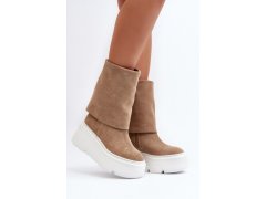 Zazoo 3410 semišové dámské boty na masivní platformě Bežové