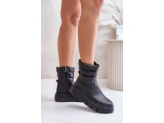 Zazoo 60512 dámské kožené boty na zip s teplou filcovou podšívkou Černé