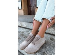 Dámské béžové barefoot boty z přírodní semiš zazoo N1422