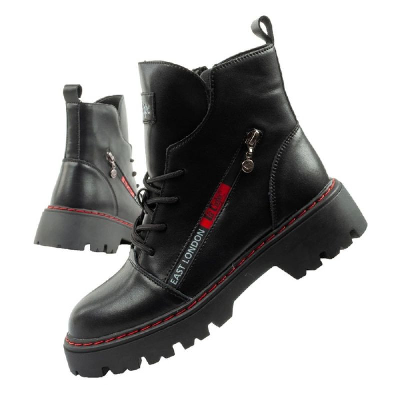 Lee cooper dámské trappery dámské zateplené kožené slingbacks černé červené dámské boty - Dámské boty Ženy