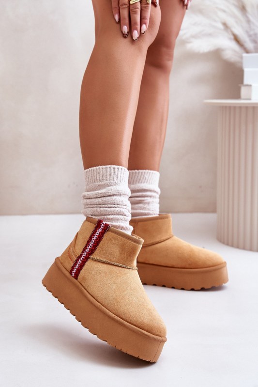Dámské zimní boty na platformě s&nbsp;izolací camel Lomessa - Dámské boty Ženy
