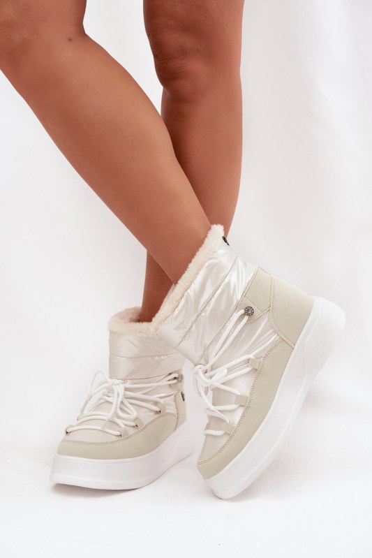 Dámské zimní boty na platformě lee cooper lcj 25 03 3815 Bílé