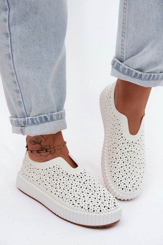 Otevřené slip-on boty na platformě bílé Glamma