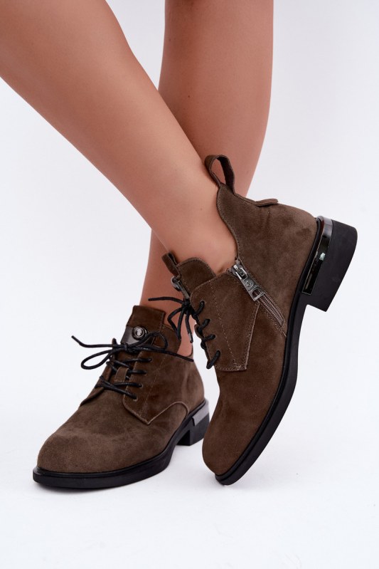 Dámské kožené boty vinceza 89151 Khaki - Dámské boty Ženy