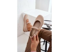 Kožené semišové baleríny barefoot s&nbsp;páskem zazoo 10206 béžové