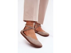 Semišové dámské baleríny barefoot s&nbsp;pásky zazoo 320 Cappuccino