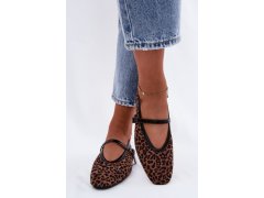 Baleríny s páskem imitace semiše leopard Camoria