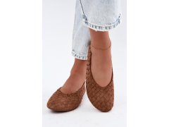 Kožené rovné baleríny camel Larelle