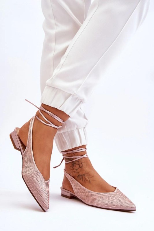 Baleríny na šněrování model 178020 step in style - Dámské boty Ženybaleríny