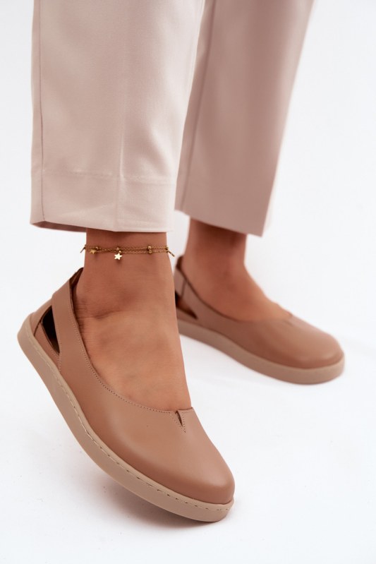 Kožené baleríny barefoot zazoo 10217 Cappucino