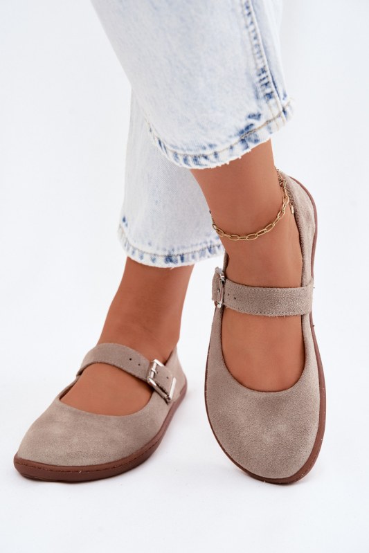 Baleríny barefoot z přírodní semiš zazoo 316 Cappuccino