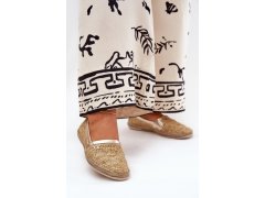 Elegantní kožené espadrilky s pletením béžovo-zlaté zazoo 10178